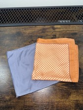 Men  s Pocket Square Lot 2 Silk Orange Polka Dot Gray 16  Handkerchief stain EUC