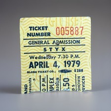 Styx Concert Ticket Stub April 4, 1979 Portland Oregon Rock Band Music