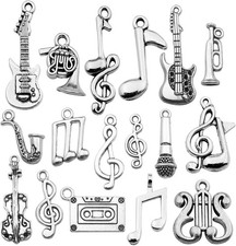 WOCRAFT 50pcs Wholesale Bulk Lots Instrument Music Notes Silver 2