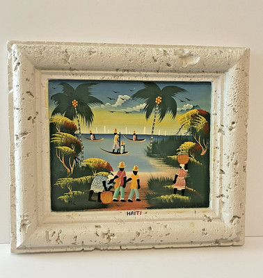 Oil on Board, Haitian Naive Folk Art, Marie Claude Latortue M. C  La Tortue 