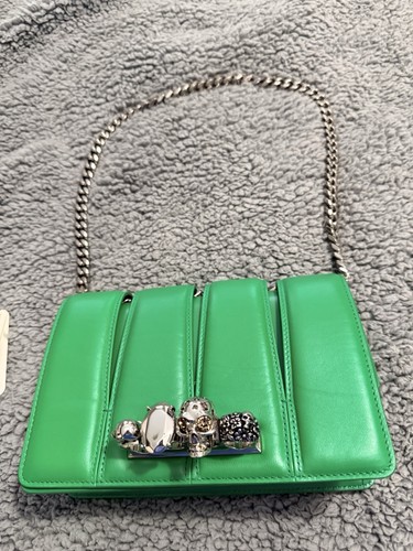 Alexander McQueen Slash Skull Ring Clutch - Green w/ Receipt, Box & Dust Bag