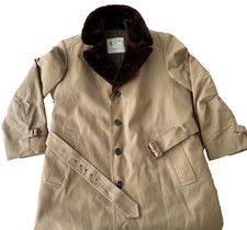 VINTAGE 70s London Fog Faux Fur Collar Lined Trench Coat Size 40 R