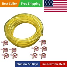 10 Feet Long Fuel Line Fuel Hose Fuel Tube 1/4" ID x 3/8" OD with Hose Clamps...