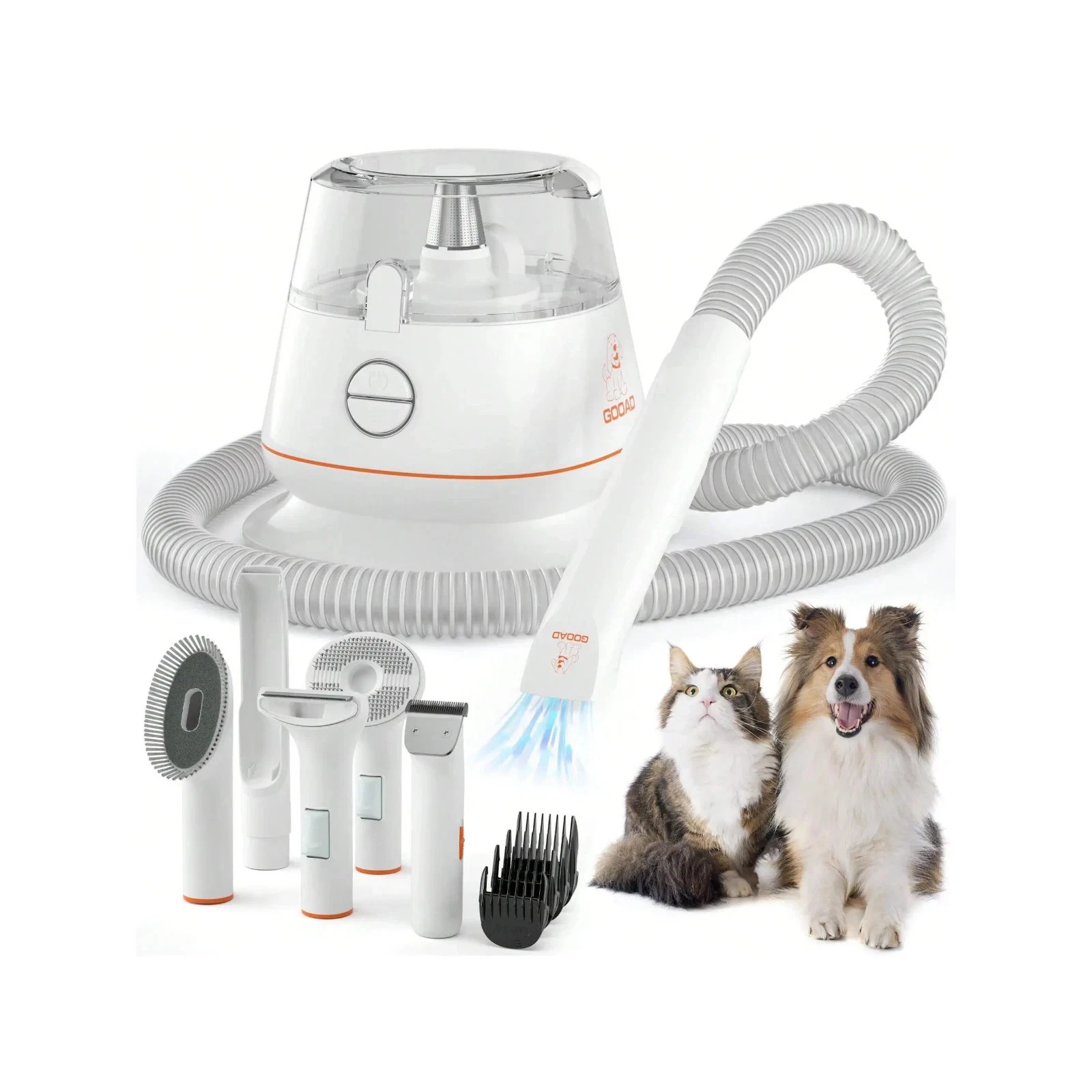 Gooad Dog Cat Hair Trimmer Cut Vacuum & Pet Grooming Shedding 5 Tools Low Noise