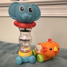 Fisher Price Tiger Rolling Toy and Infantino hand held rattle Set