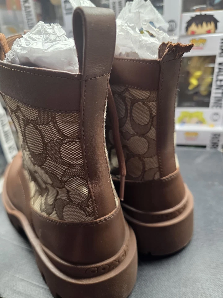 Coach Citysole side zipper monogram signature print boots brown CO257 NWOB sz 8  - Image 4 of 4