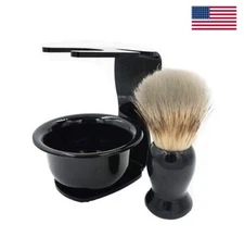 Shaving Brush Set with Stand and Bowl Great Men's Gift Stocking Stuffer