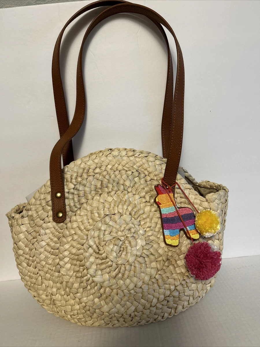 Lucky Brand Bag rattan woven straw large shoulder beach Summer Travel
