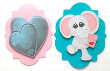 Love Elephant Be Mine Hearts Dimensional Card Front Scrapbook Embellishment 824