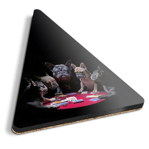 1x Triangle Coaster - French Bulldogs Playing Cards Dog #21556 - Afbeelding 1 van 1