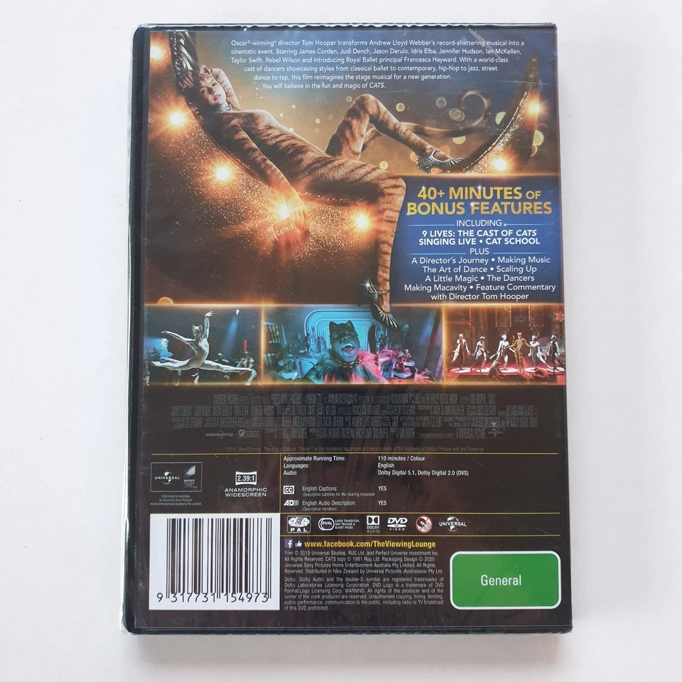 Cats (DVD, 2019) PAL Region 2&4 (James Corden, Judi Dench, Taylor Swift) SEALED - Image 4 of 4