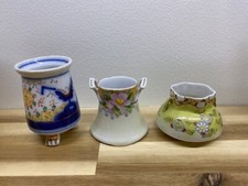 Vintage Hand Painted  Small Floral Porcelain Vases Cottage Core Granny