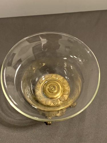 Vintage glass w/bronze, brass center piece bowl compote - Picture 3 of 5