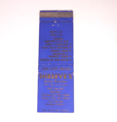 Matchbook Shreeve's Auto Service Shaker Heights 20 OH Phil Shreeve & Son