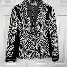 Chico s size 1-Med, zebra print knit jacket, long sleeves , pockets