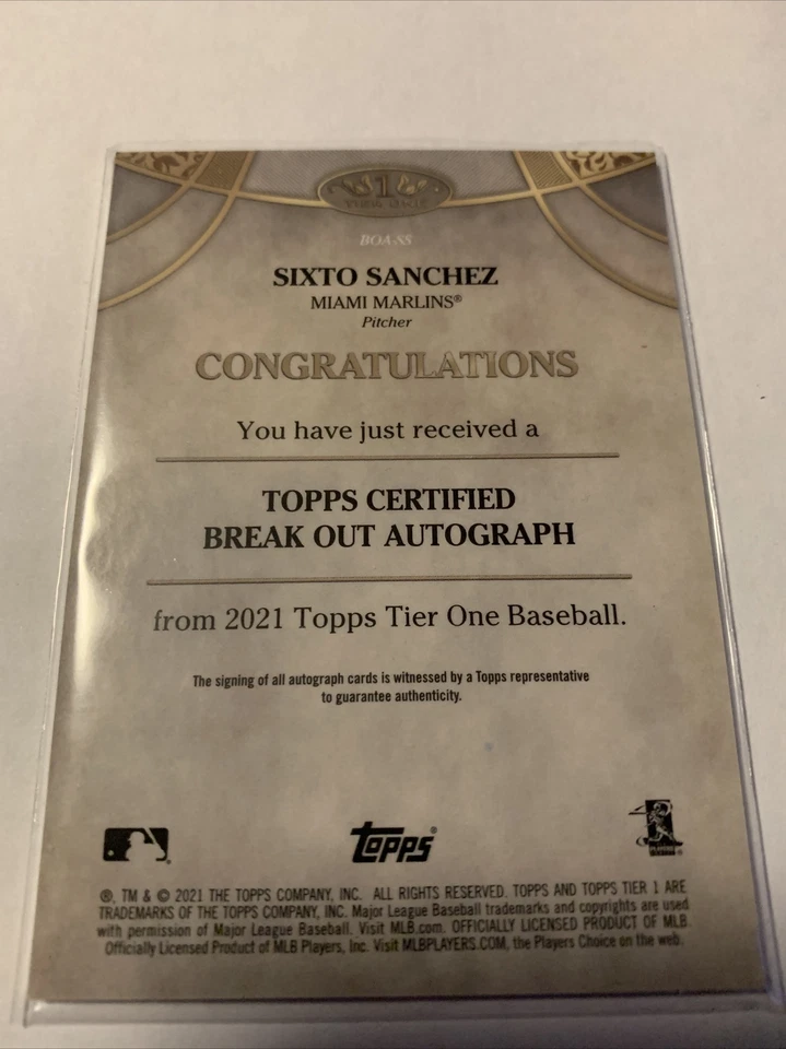 Sixto Sanchez Topps Tier One Auto RC  - Image 2 of 4