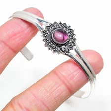 Purple Amethyst Gemstone 925 Sterling Silver Jewelry Cuff Bracelet Adjustable