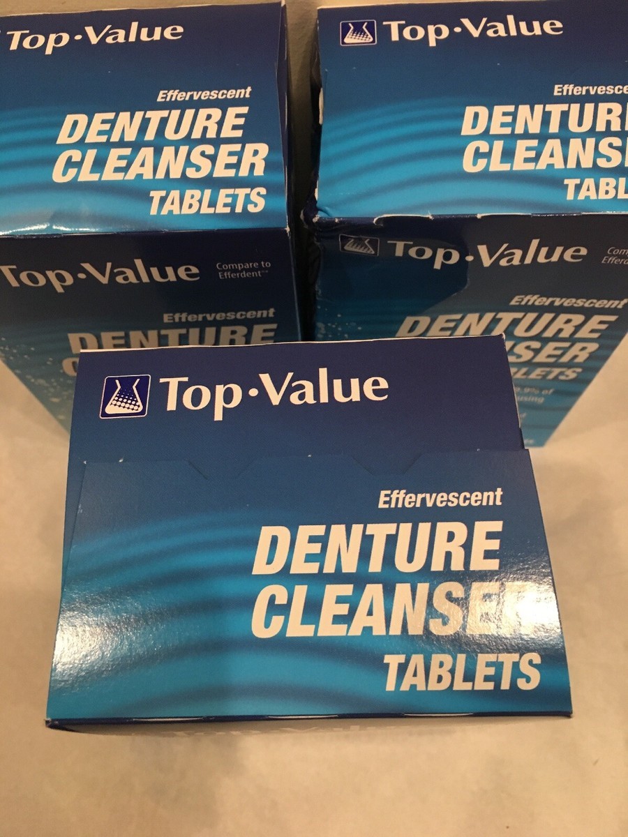 Lot Of 3 Boxes Top Value Denture Cleanser Tablets 90 Tabs Per Pack | eBay