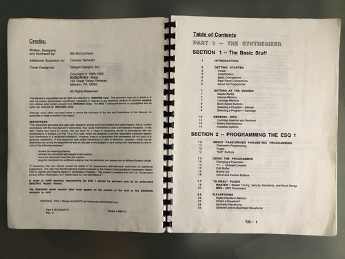 Ensoniq ESQ-1 Musician’s Manual Version 2.0 - Picture 4 of 6