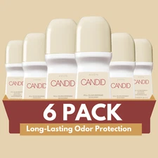 Avon Candid Roll-On Antiperspirant Deodorant, 2.6 fl oz– Floral Scent (6-Pack)
