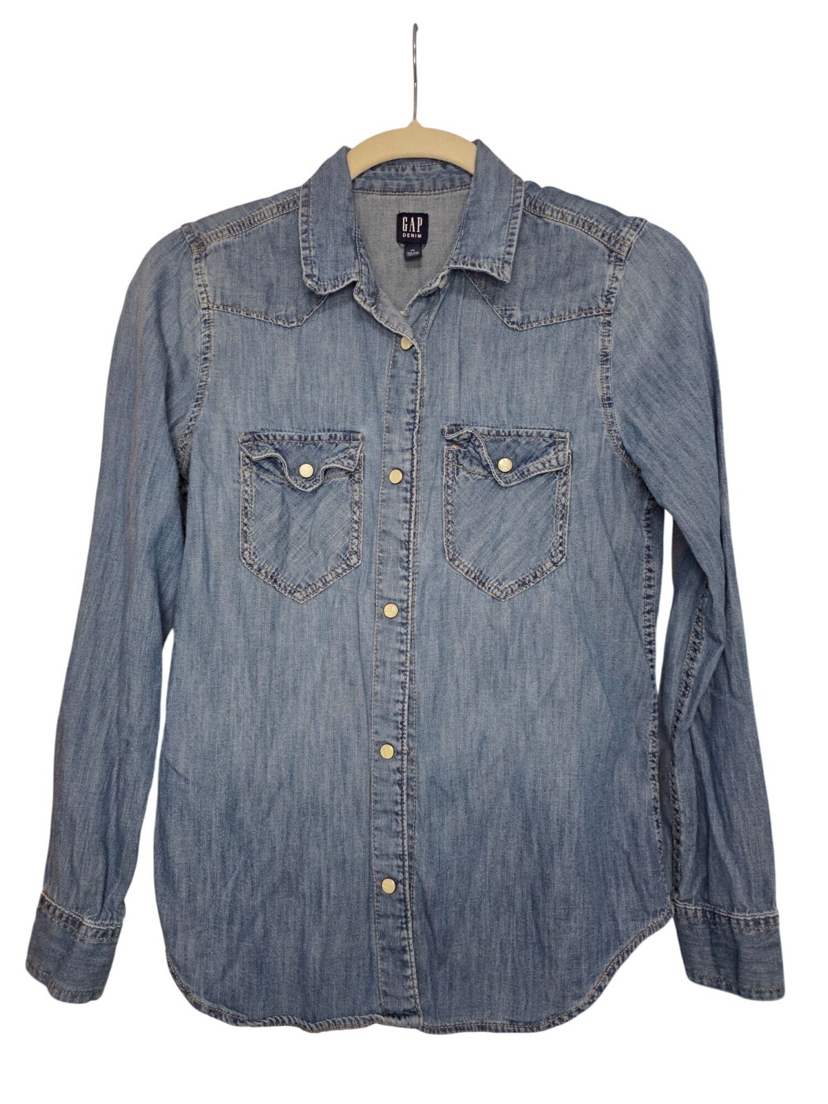 GAP EUC Classic Western Pearl Snap Button Faded D… - image 1