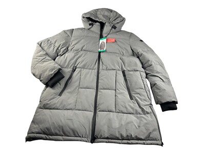 NWT DKNY Puffer Jacket Womens Sz XL Gray Hooded Full Zip Breathable Lightweight