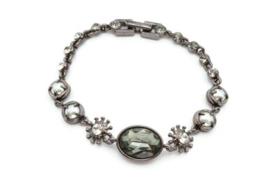 Givenchy Bracelet Silver Tone Crystal Pearl 7.5