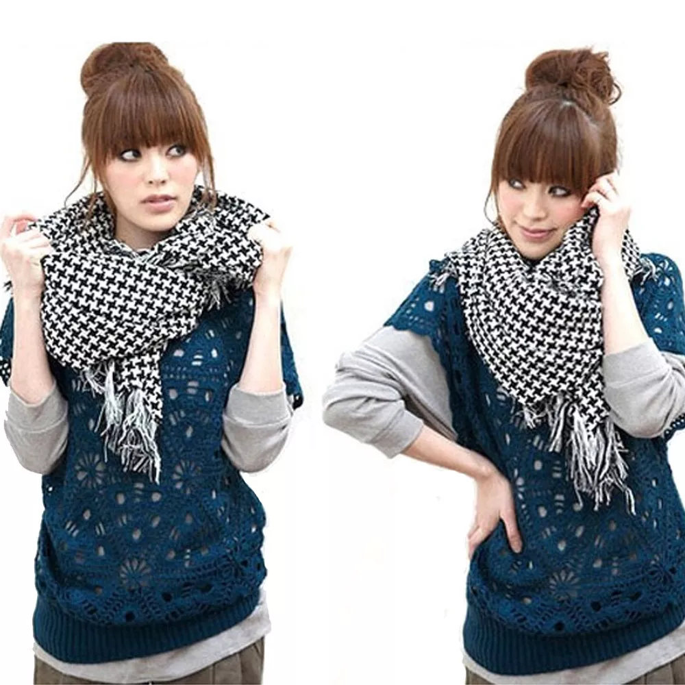 New Winter houndstooth Scarf Soft Wrap Stole Shawl Men Women Plaid