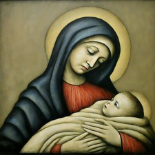 Pack 12 Mary & Child Religious Christian Art Design Christmas Cards & Envelopes