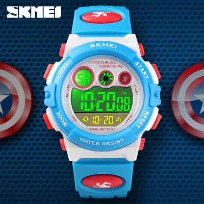 SKMEI Kinder Digital Armbanduhr 50m Wasserdichte Datum LED Alarm Watch 1451 64A - Bild 1 von 4