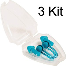 3 Kit Tappi Orecchie Clip Naso Silicone nuoto Piscina stringinaso Mare Bestway