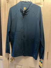 Wonderwink 123 MENS Modern Fit Full ZIP ScrubJacket Caribbean Blue SZ Medium NWT
