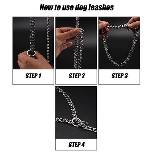 Gargantilla para caminar con correa de cadena de plomo antideslizante collar de metal collar de estrangulador de entrenamiento para perros - Imagen 5 de 14