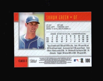 2001 Topps Gold Label #100 Class 2 SHAWN GREEN Dodgers MINT | eBay
