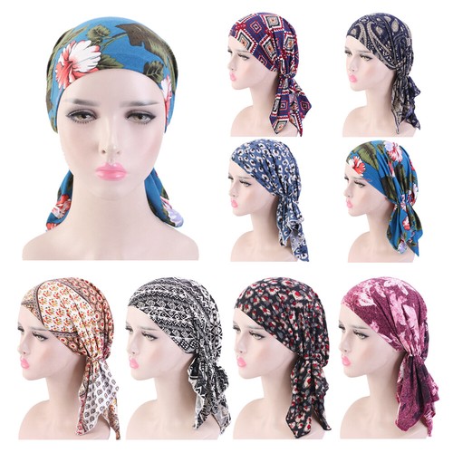 Women Print Turban Scarf Hijab Hat 