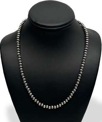 Southwestern 6mm Sterling Silver Pearls 22'' Hook & Eye Cone Necklace