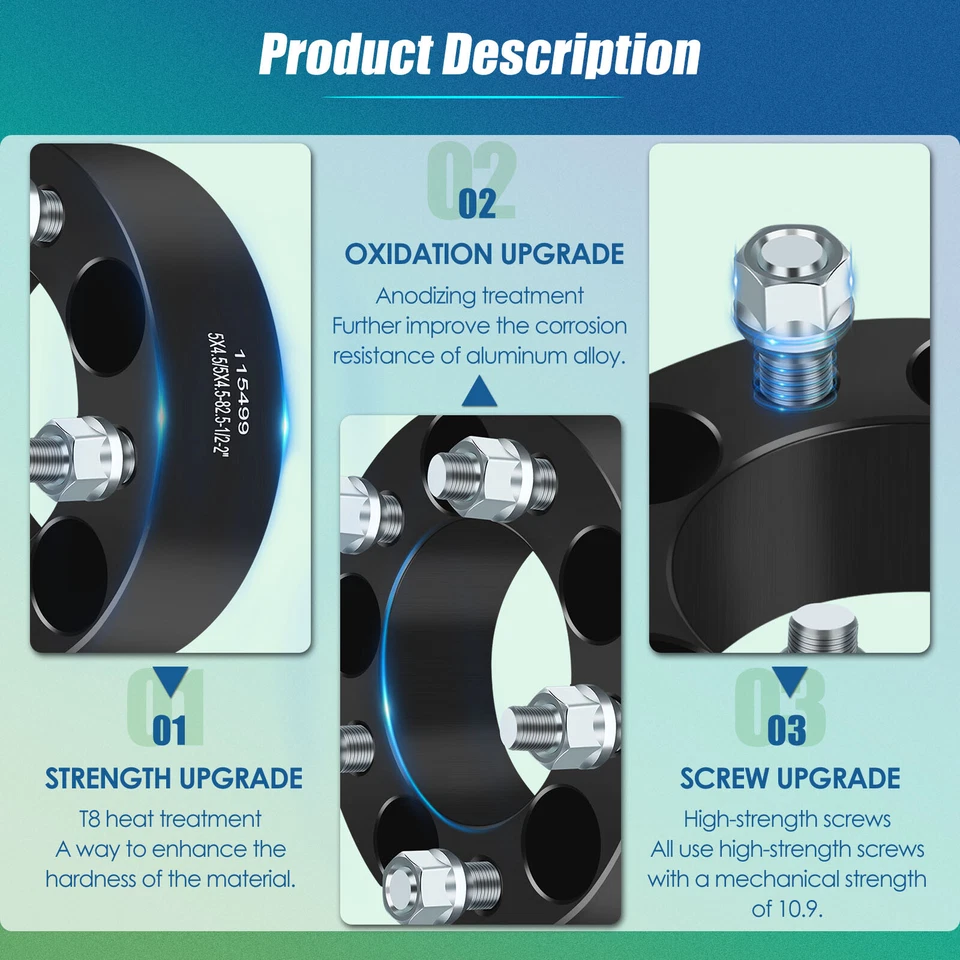 2 piezas espaciadores de rueda 2" 5x4,5 5x114,3 para Ford Mustang Taurus Jeep Liberty Mercury Foto 3 de 4