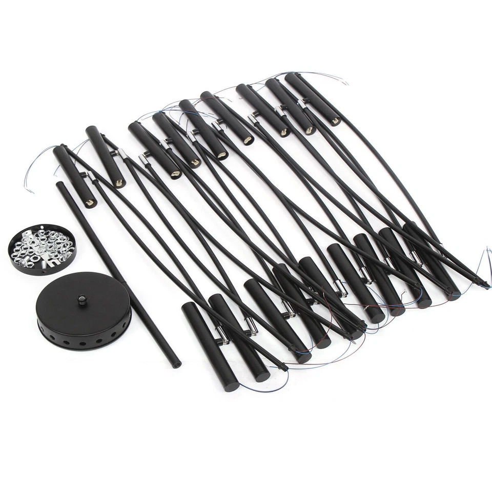 Lámpara de techo nórdica con luz colgante de metal con rama negra de 18 cabezas Foto 4 de 4