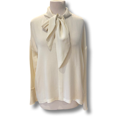 Theory creme 100% Seide Langarm Bluse Gr. UK8/US4