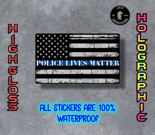 Police Lives Matter Flag Waterproof Sticker Decal for Water Bottles & Laptops