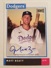 Matt Beaty RC 2020 Topps Archives Snapshots Auto #AS-MBE Dodgers A6