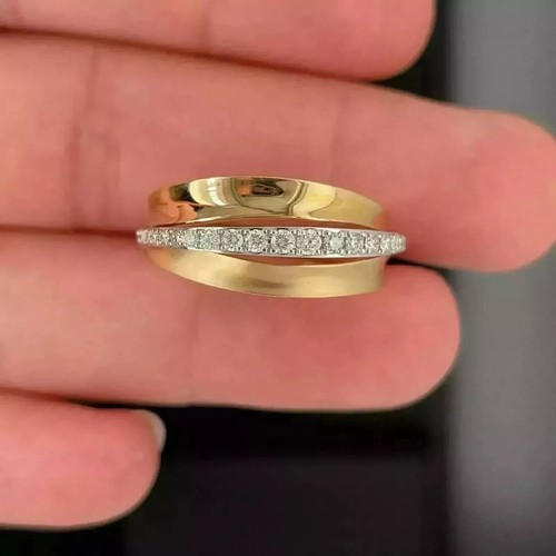 Damen Verlobungsring 14K Gelbgold vergoldet 1Ct Rundschliff Lab Created Diamant - Bild 4 von 5
