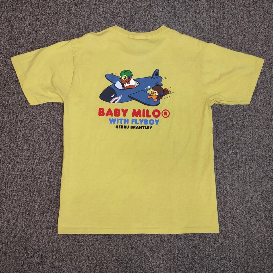 Camiseta amarilla para hombre A Bathing Ape Bape SS18 Hebru Brantley Flyboy Baby Milo #6 L Foto 2 de 4