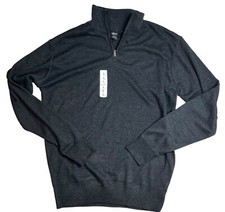 HA Man Dark Gray Long sleeve 1/4 Zip Lightweight Pullover Sweater Sz Large