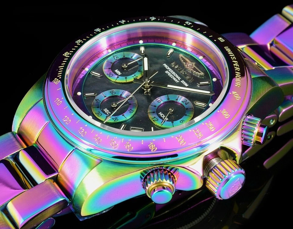 Reloj Invicta 40mm Speedway Cronógrafo Negro Madreperla Esfera IRIDISCENTE SS Foto 2 de 4
