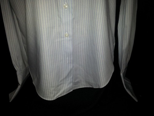WOMENS BROOKS BROTHERS Blue Stripe Fitted BUTTON FRONT SHIRT French CUFFS Size 8 - Picture 4 of 11