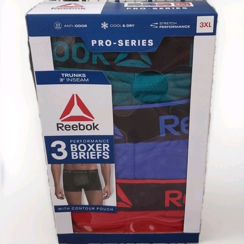 Reebok Mens 3 pack Performance Boxer Briefs 3XL Pro Series 3” INSEAM NEW