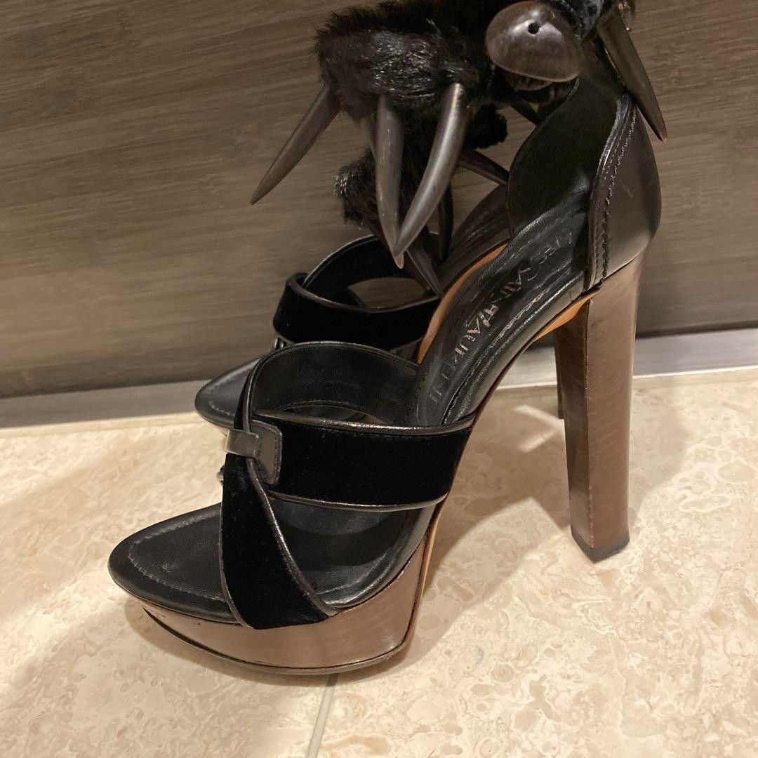 YVES SAINT LAURENT Tom Ford artiglio pelliccia plateau sandalo pista EU35 5 VINTAGE Giappone