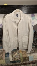 MENS L - Gap Relaxed Denim Utility Chore Shirt Coat Jacket Stone Beige
