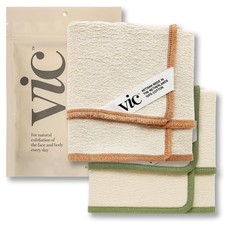 VIC Deep Exfoliating Face  Body 14 inches x 17 inches, Natural Cotton